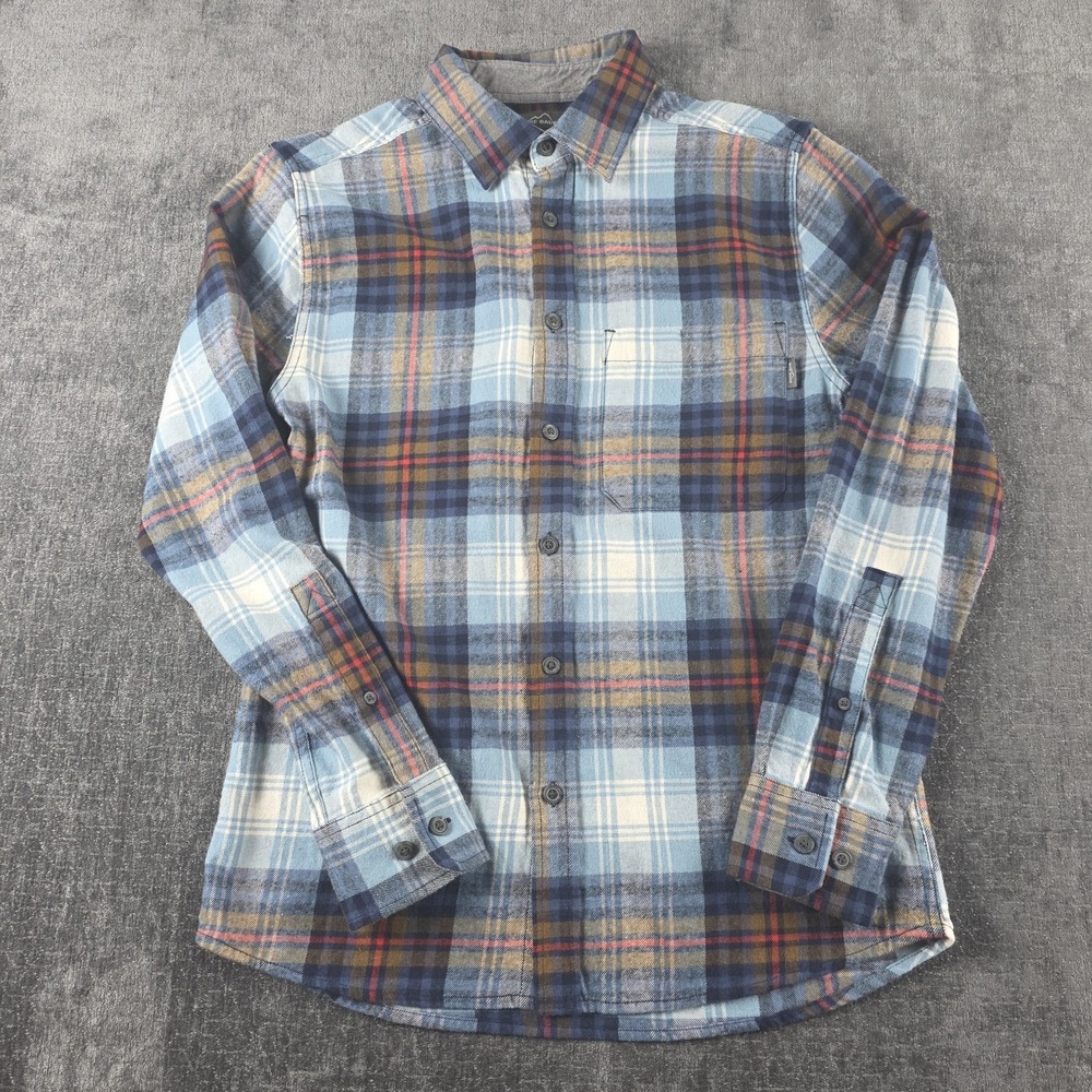 Eddie Bauer Plaid Flannel Shirt Mens Small Blue Red Brown Outdoor Work Soft S